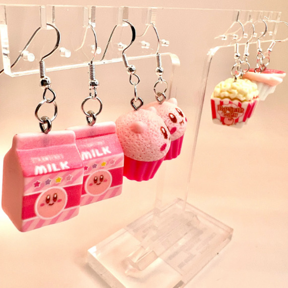 Kirby Food Earrings - Nintendo Earrings - Gamer Earrings - Food Earrings - Picture 1 of 10